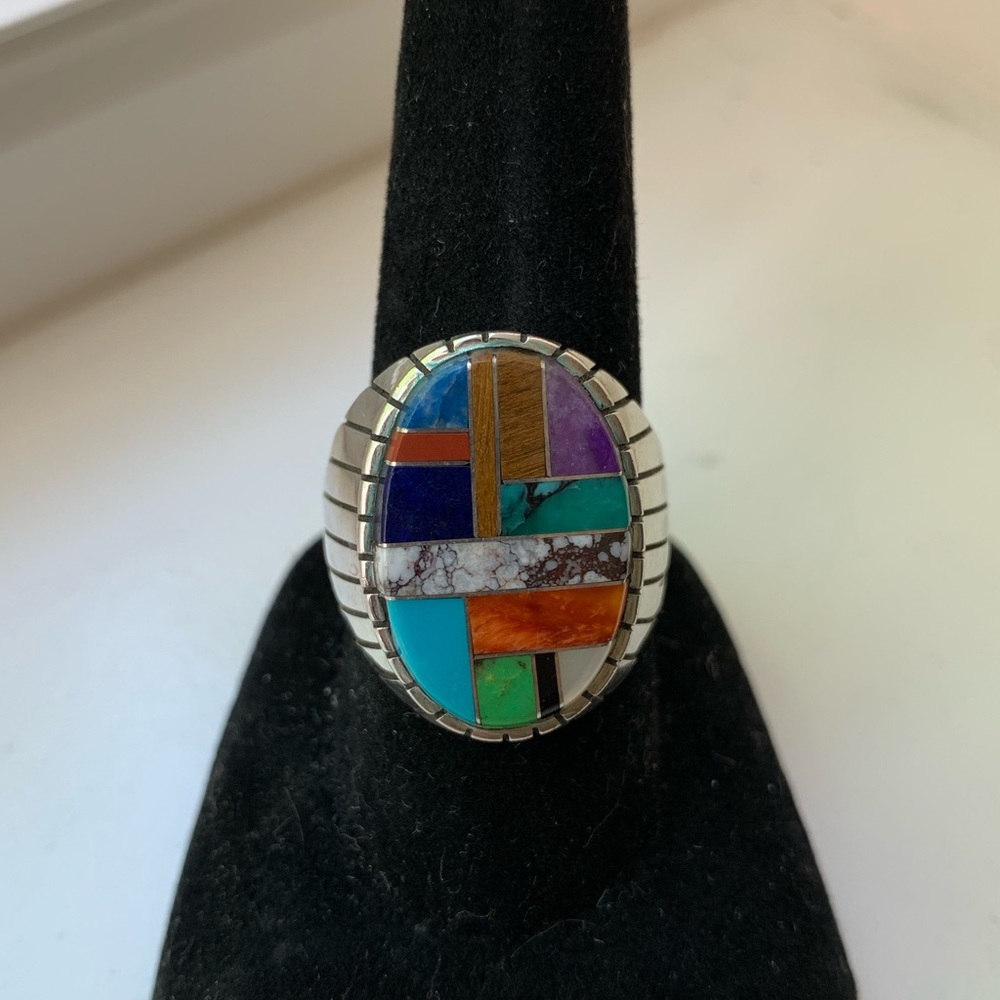Chunky Sterling Inlay Ring - Picture 5 of 8